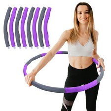 Hula Hoop Fitness Reifen 8 Teile gepolstert Durchmesser einstellbar Grau Lila