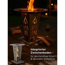 FireDesire Grill Pro Feuerkorb + Grillplatte, Feuertonne, Feuerschale,Grilltonne