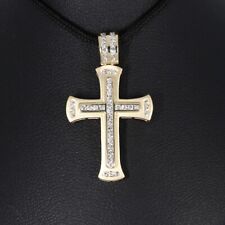 Wert 2360 € Brillant Kreuz Anhänger (0,34 carat) in 585 14 Karat Gelb Gold