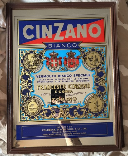 Alter werbe spiegel cinzano - werbe-spiegel, "cinzano