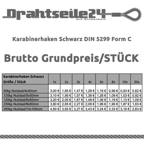 Karabinerhaken schwarz matt - schwarz,