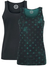 RED by EMP Damen schwarz-grüne Tops im Doppelpack