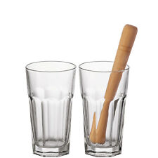 Leonardo Barset Rocks dreiteilig Glas Cocktailglas Caipirinha Holz Stößel modern