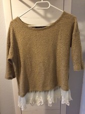 Brauner / beiger Pullover mit Spitzeneinsatz von Urban by venco in Größe 32/34