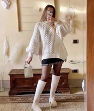 Simone Rocha X H&M cremefarbener Grobstrickpullover mit Perlen neu mit Etikett UK-Größe M AUSVERKAUFT!