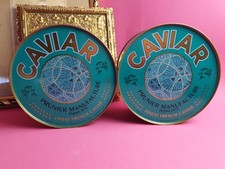 (K2) 2 Große Caviar Prunier French Kaviar Blechdosen Ø 16cm Leer Deko