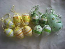 12 Deko Ostereier handbemalt zum Aufhängen Osterstrauß/Frühlingsstrauß