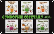 Blechschild 12x18 cm Alkohol 6 smoothie cocktails Essen Trinken Bar Club Deko Ge