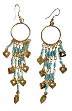 11 cm Ohrringe OhrHänger gold türkis Orient Folklore Bauchtanz Schmuck i