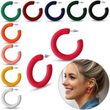trendy Kunststoff Creolen Ohrstecker Ohrringe schöne Sommer Farben Statement 