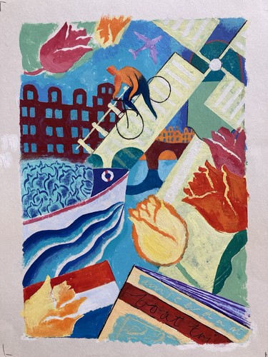 Vintage gouache gemälde - gouache,