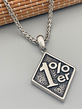 Edelstahl Anhänger 1%er one percenter Biker Outlaw Set mit Halskette