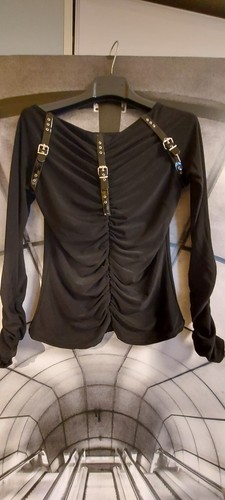 Damen oberteil schwarz gothic - schwarz,