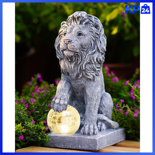 Löwen figuren mit solarlampen - mit,