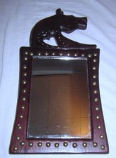 Plains-Indianer Spiegel Holz-gerahmt Pferdekopf Messingnägel Trapper Lakota RAR!