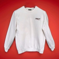"BALENCIAGA" SWEATSHIRT L WEIß 100%BAUMWOLLE ATMUNGSAKTIV HAUTFREUNDLICH
