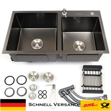 Edelstahl Küchenspüle Spülbecken Einbauspüle Doppelspüle mit Abtropffläche 78x43