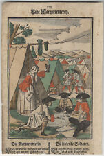 Marketenderin: Altkol. Holzschnitt, aus "Curiöser Spiegel", um 1700