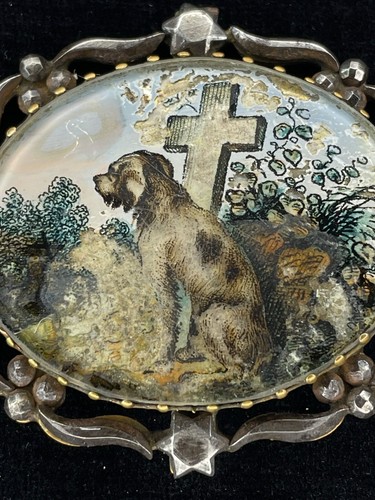 Biedermeier brosche stahl hund - brosche,