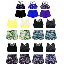 Kinder Mädchen Bikini Set Bustier Tank Tops und Shorts Zweiteiliger Badeanzug