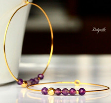 Creole Amethyst Perlen gold Geburtsstein Ohrringe Geschenk Frau Schwester