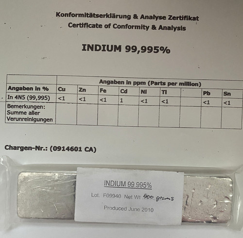 500g indium metall - indium,