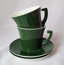 Ritzenhoff für Jacobs Krönung, 2 Kaffeetassen mit Untertassen, grün, neuwertig