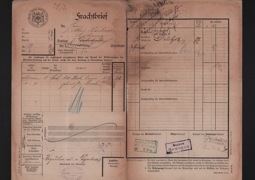 Frachtbrief 1897 otto - otto, naumann
