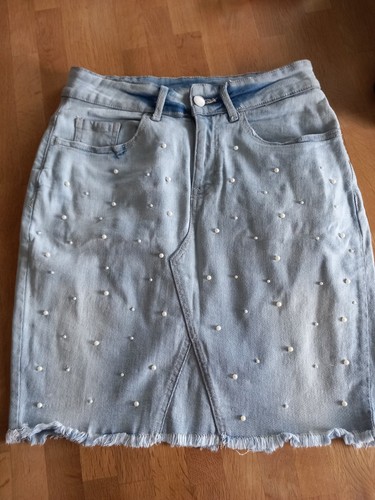 Jeansrock minirock perlen - jeansrock,
