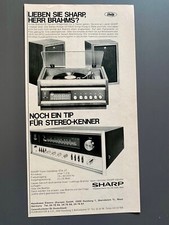 Sharp HiFi Stereo-Anlage Original 1969 Vintage Advert Werbung Reklame