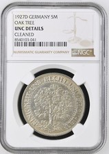 VALORIS Weimarer Republik 5 Reichsmark Eichbaum 1927 D NGC UNC Details