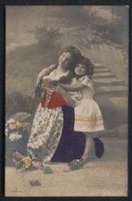 Filz-AK Frau mit einem Rock