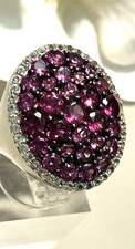 Imposanter 925 Silber Ring großer Ringkopf mit Rhodolith Granat Cluster RG 50