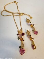 Pompöös Schmuck-Set Kristall Collier /Ohrhänger -hochw.Vergoldet Halskette...