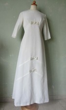 Brautkleid Kleid original 70er Jahre Vintage Schleifen lang weiss 34 XS / 36 S