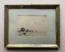 Antiker Bilderrahmen Berliner Leiste mit Radierung Landschaft Thieme signiert