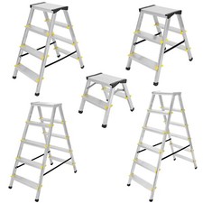 Aluleiter Klapptritt Beidseitig Haushaltsleiter TÜV Mehrzweckleiter Trittleiter