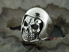 Silberring Gothic TOTENKOPFRING BIKER mit Helm Totenkopf Rockabilly Skull Ring