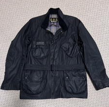 Barbour International Original leichte Wachs Jacke im Bikerstil Neuwertig Gr. L