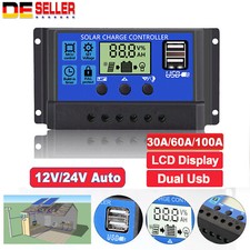 Solar Laderegler 12V-24V 100A PWM Solar Photovoltaik Laderegler Daul USB Regler