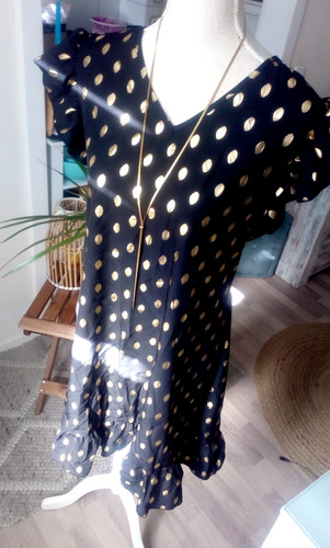 Damen schwarz kleid gold - schwarz,