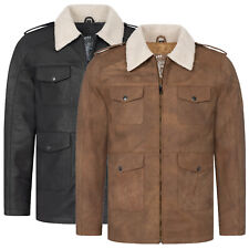 Lederjacke Herren Echt Leder Jacke Rock Creek Teddyfellkragen Herren Biker H-386