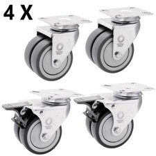 4 x Doppelrolle Lenkrolle Transport Schwerlast Rollen Ø 75 mm Lenk-Brems Rolle