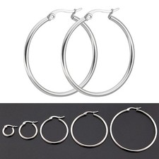 1 oder 3 Paar Creolen 10-90 mm Edelstahl Damen Herren Ohrringe Klein Groß XXL