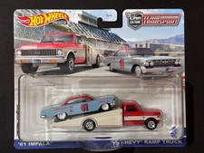 HOT WHEELS TEAM TRANSPORT 61 CHEVY IMPALA & CHEVY RAMP TRUCK