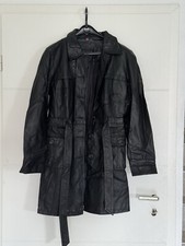 Damenjacke Mantel Halblang Lederimitat von Biaggini Größe 42 Schwarz mit Gürtel