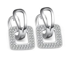 Damen Ohrringe Quadrat Strass