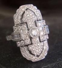BEEINDRUCKENDER RING JUGENDSTIL KUBIC ZIRKONIA GR. 8/57 SILBER VINTAGE ART DECO