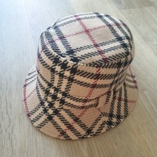 Burberry Vintage Unisex klassisch beige Haymarket Bucket Wollhut Kappe klein