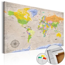 Weltkarte Pinnwand & Vlies Leinwand Bild Deutsch Korktafel Landkarte Wandbilder